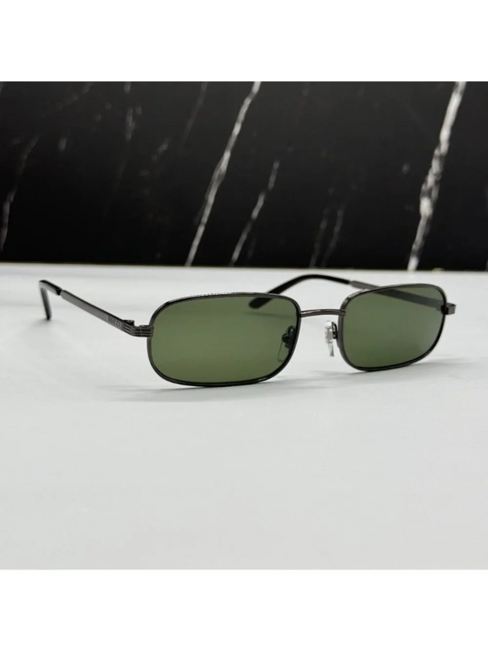 New Gucci GG1457S 003 Gray Green Square Metal Sunglasses